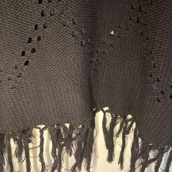 EUC Back from Bali black medium weight knit sweater with fringe. - Picture 3 of 10